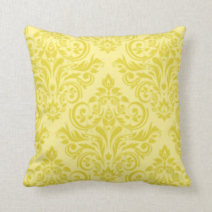 Damask - Zitronengelbe Creme Kissen