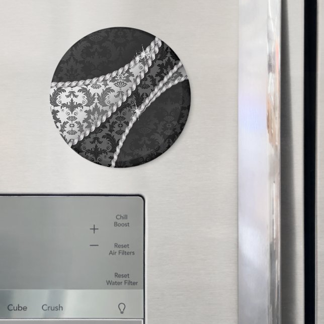 Damasken Muster, Grau Damaske, Damaske Magnet (In Situ (Kühlschrank))