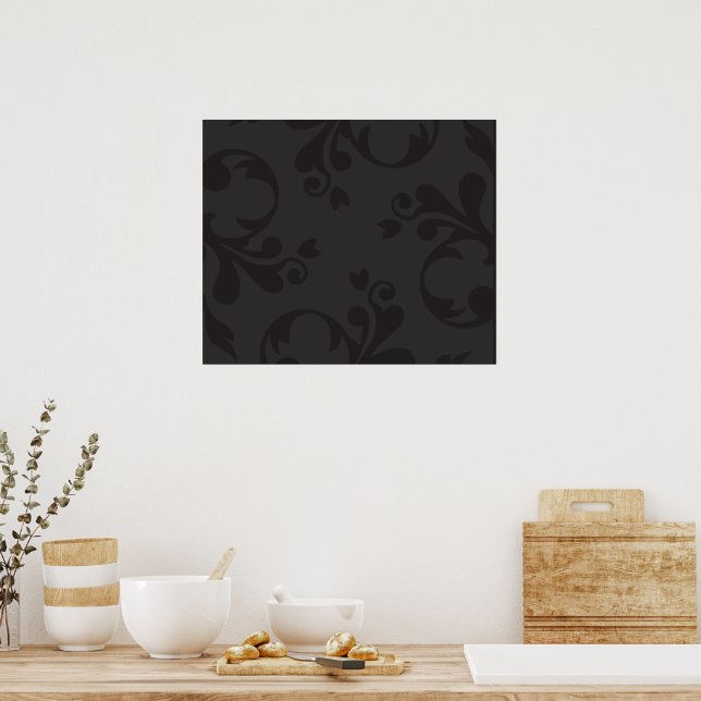 Damasken Muster, Grau Damaske, Damaske Poster (Küche)