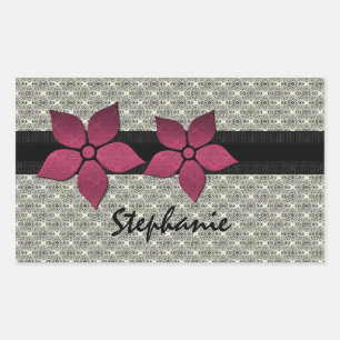 Damaskus-Blume Strickende Border-Sticker Rechteckiger Aufkleber