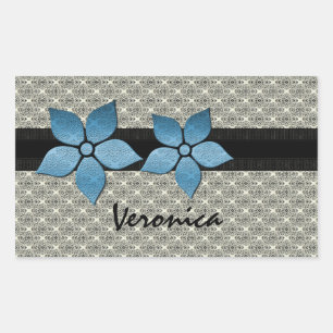 Damaskus-Blume Strickende Border-Sticker Rechteckiger Aufkleber