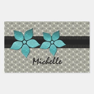 Damaskus-Blume Strickende Border-Sticker Rechteckiger Aufkleber
