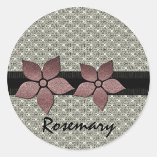 Damaskus-Blume Strickende Border-Sticker Runder Aufkleber