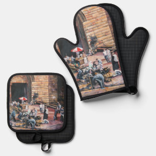 Damaskus Golden Gate, Altes Jerusalem Ofenhandschuh & Topflappen-Set