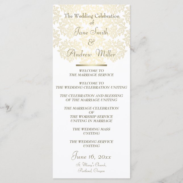 Damaskus-Goldmuster-Hochzeitsprogramme Programm (Vorderseite)