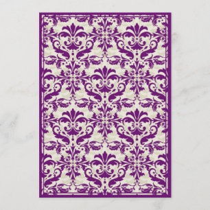 Damaskus mit Doppelrahmen (Plum & Beige) Einladung