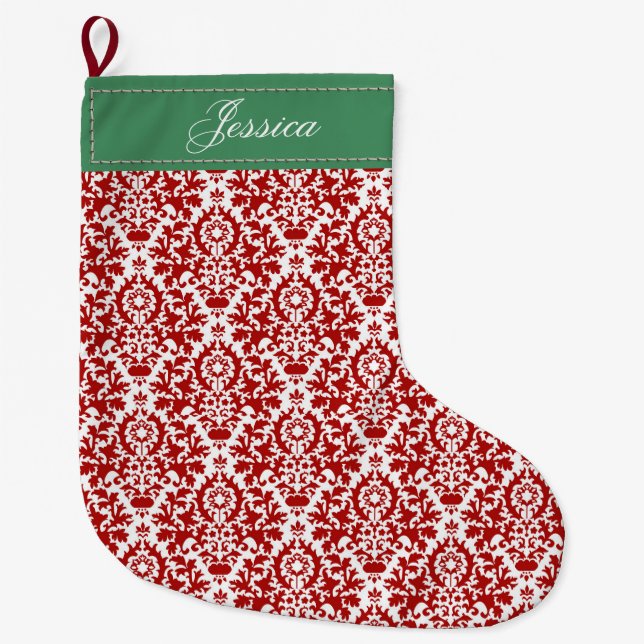 Damaskus mit Rot, Weiß und Grün Großer Weihnachtsstrumpf (Vorderseite)