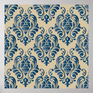 Damaskus nahtloses Muster von Blumenziern Poster