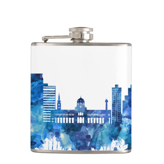 Damaskus Syrien Skyline Blue Flachmann (Vorderseite)