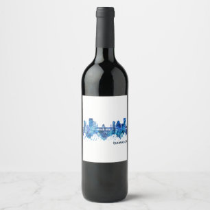 Damaskus Syrien Skyline Blue Weinetikett
