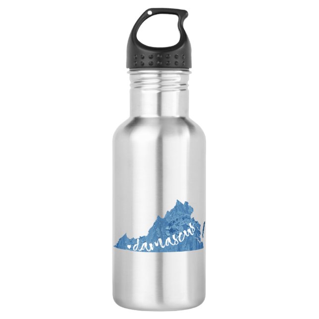 Damaskus, Virginia-Holzkörner Edelstahlflasche (Vorderseite)