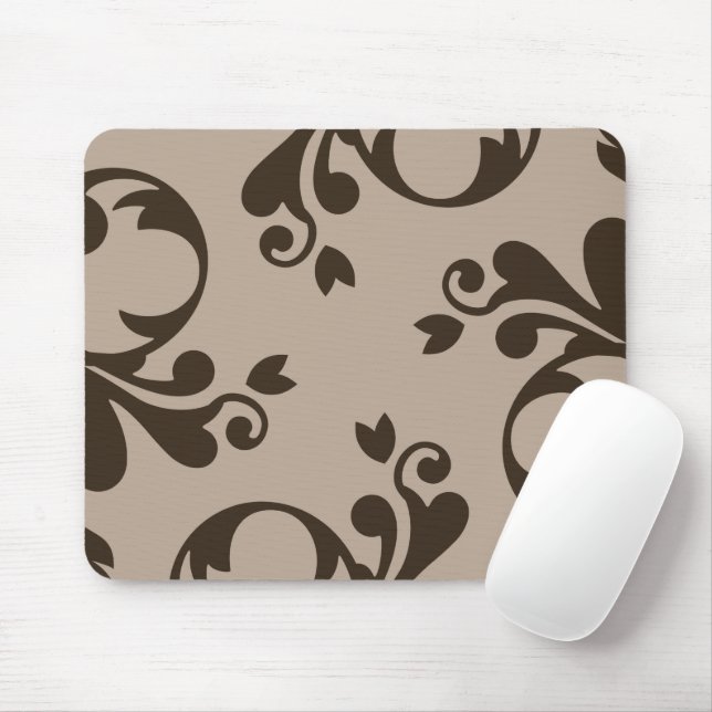 Damaskusmuster, braune Damaske, französische Damas Mousepad (Mit Mouse)