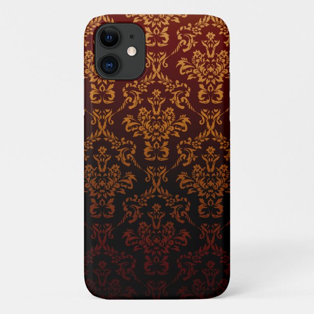 Damaskusmuster, roter Damaske, französischer Damas Case-Mate iPhone Hülle (Rückseite)