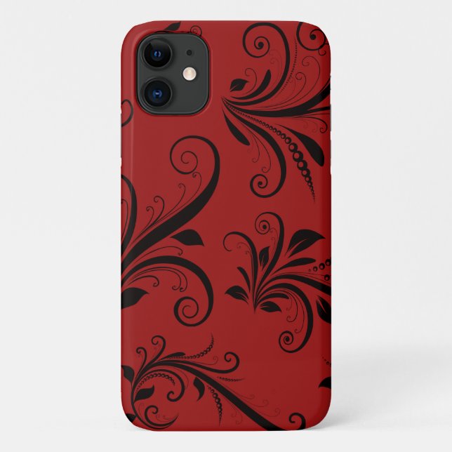 Damaskusmuster, roter Damaske, französischer Damas Case-Mate iPhone Hülle (Rückseite)