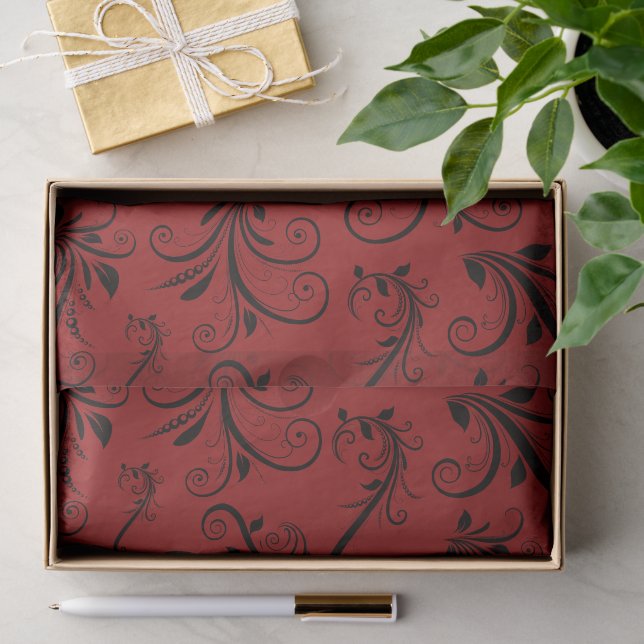 Damaskusmuster, roter Damaske, französischer Damas Seidenpapier (Geschenk)