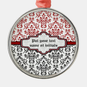 Damasmuster Schwarz-Weiß-Dekoration Silbernes Ornament