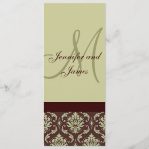 Damassé de brun de Taupe de monogramme de cartes