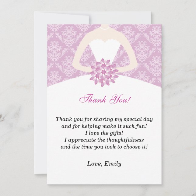 Damassé de lilas de Fête de la mariée de carte de (Devant)