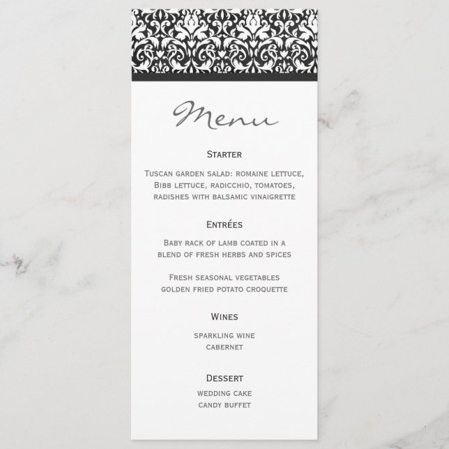 Damassé de menu de mariage (Devant)