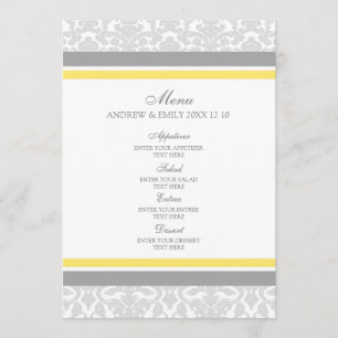 Damassé florale grise de citron de menu de mariage