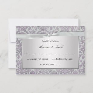damassé grunge RSVP d'argent de la lavande 3.5x5