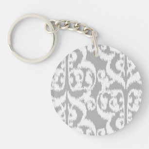 Damassé maure d'Ikat - gris argenté et blanc