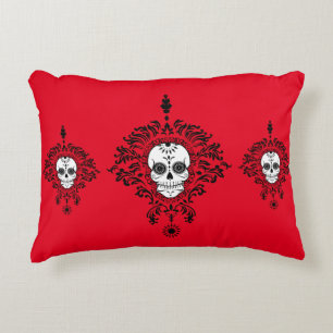 Damassé morte - coussin chic d'accent de crânes 
