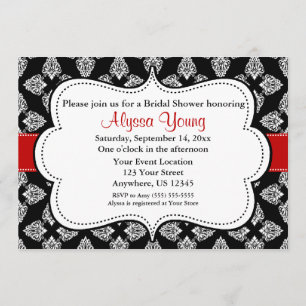 Damassé rouge noire nuptiale ou invitation de baby