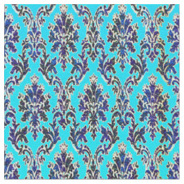 Damassé royale élégante sur le tissu de turquoise