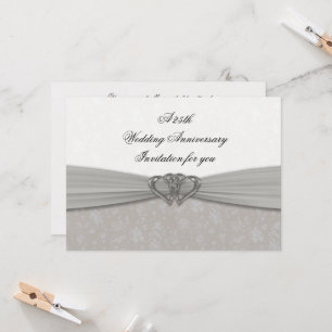 Damast 25. Hochzeitstag Einladung