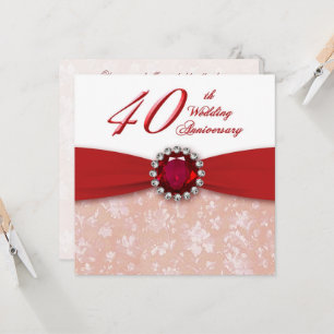 Damast 40. Hochzeitstag Einladung
