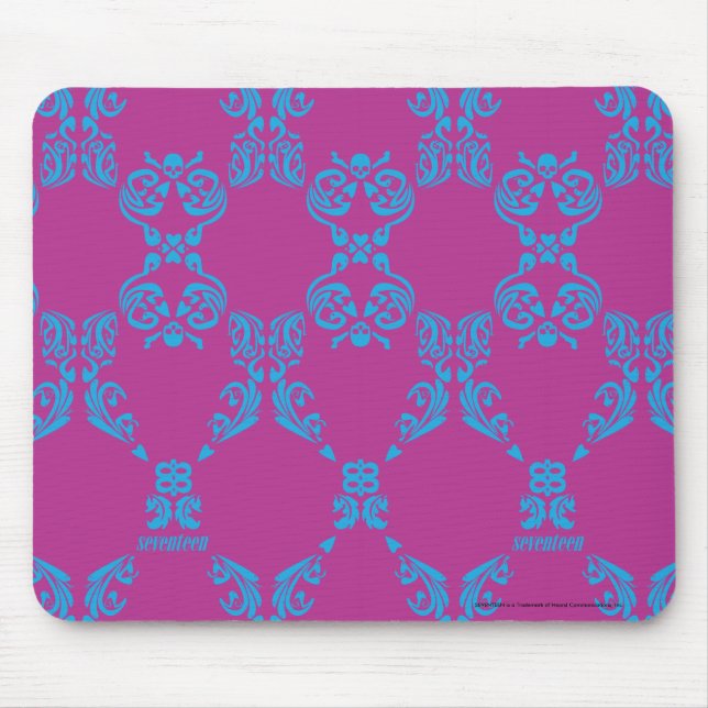 Damast Aqua-Lila Mousepad (Vorne)