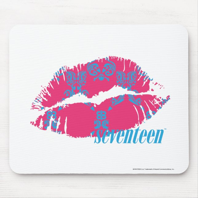 Damast Aqua-Magentarot Mousepad (Vorne)