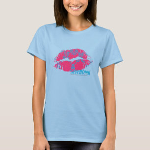 Damast Aqua-Magentarot T-Shirt