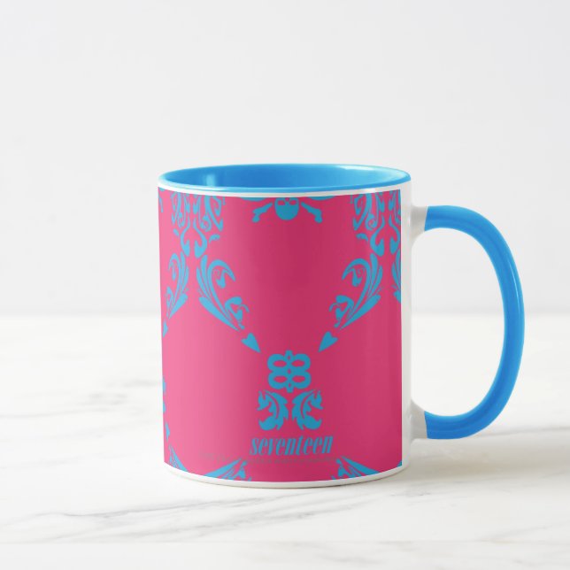 Damast Aqua-Magentarot Tasse (Rechts)