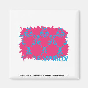 Damast Aqua-Magentarote 3 Magnet