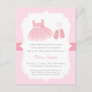 Damast Ballerina Mädchen Baby Shower Einladungen