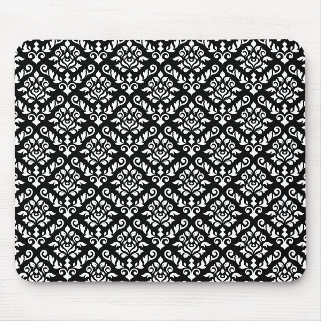 Damast-barockes Wiederholungs-Muster-Weiß auf Mousepad (Vorne)