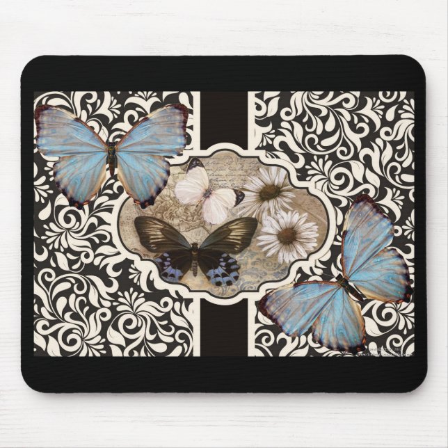 Damast & Blau Mousepad (Vorne)