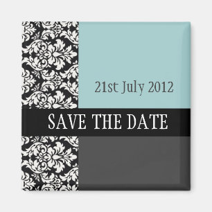 Damast-Blau-Save the Date Magnet