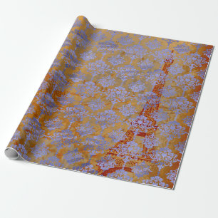 Damast-blaues Kobalt-altes Paris-Rosen-Gold Geschenkpapier