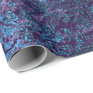 Damast-blaues Marine-Schwarz-königlicher lila Sam Geschenkpapier
