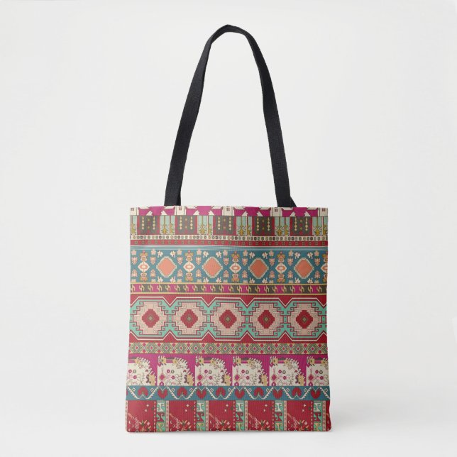 Damast, blumengeschmückt und geometrisch mit farbi tasche (Vorderseite)