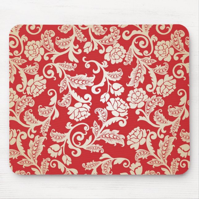 Damast-Blumenhintergrundmuster Mousepad (Vorne)