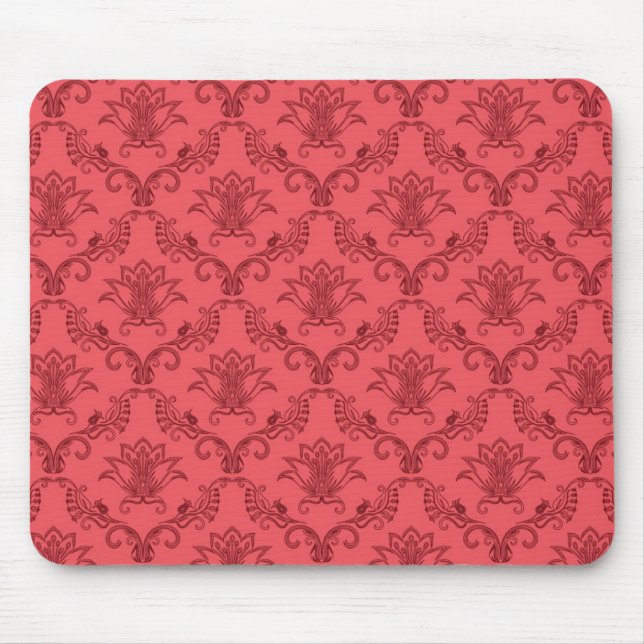 Damast-Blumenmuster Mousepad (Vorne)