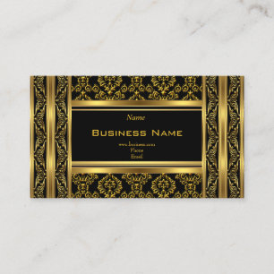 Damast Blumenreich Verziert Gold Schwarz Elegant V Visitenkarte