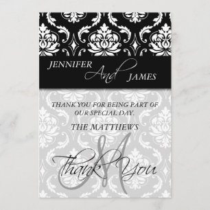 Damast danken Ihnen kardiert Monogramm-Namen Dankeskarte
