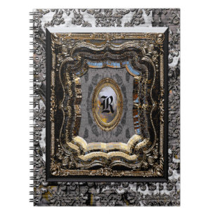 Damast Darby im altem Stil Buch-Monogramm Notizblock