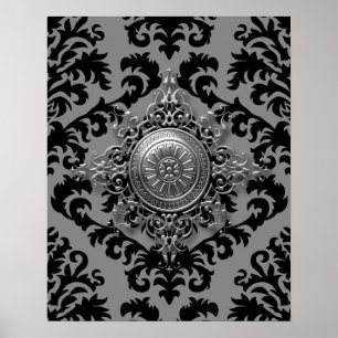 Damast-Design, Filigran-Medaillon Poster