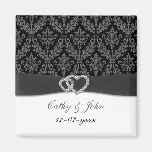 Damast diamante Holzkohle Save the Date Magnet